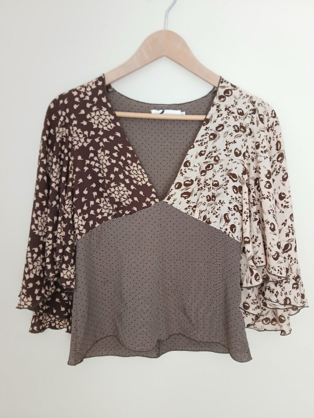 Vintage Y2K Katayone Adeli Silk Patchwork Blouse Size Small